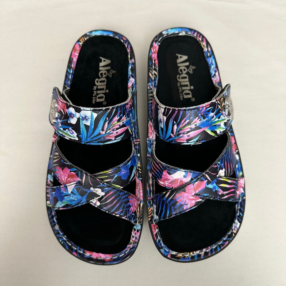 Alegria Victoriah Floral Comfort Slide Sandals Tropic Nights Size 35 EU 5-5.5 US
